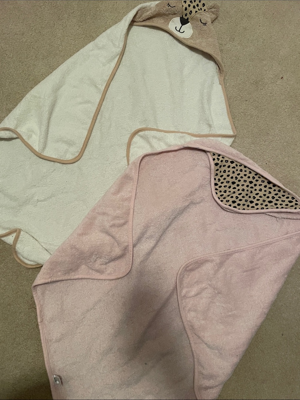Kids Hooded Animal Towel Wrap - Pink & Cream